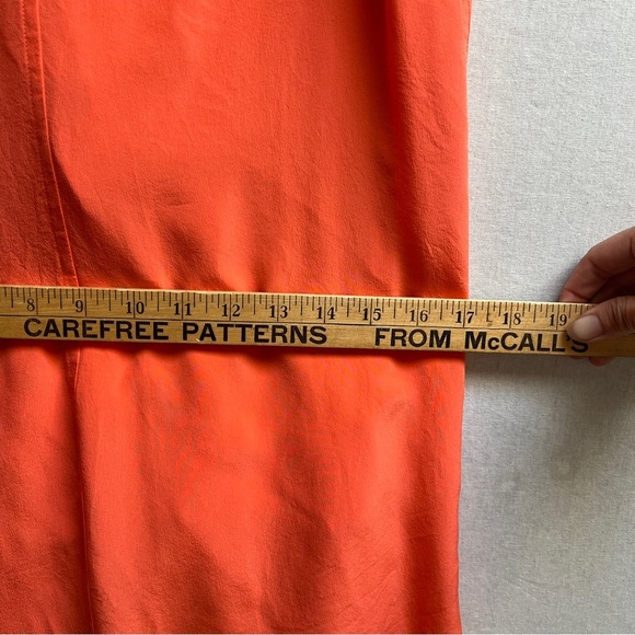 Zoe & Sam 100% Silk Orange Sleeveless Button-Down Dress Sz S - Picture 9 of 9